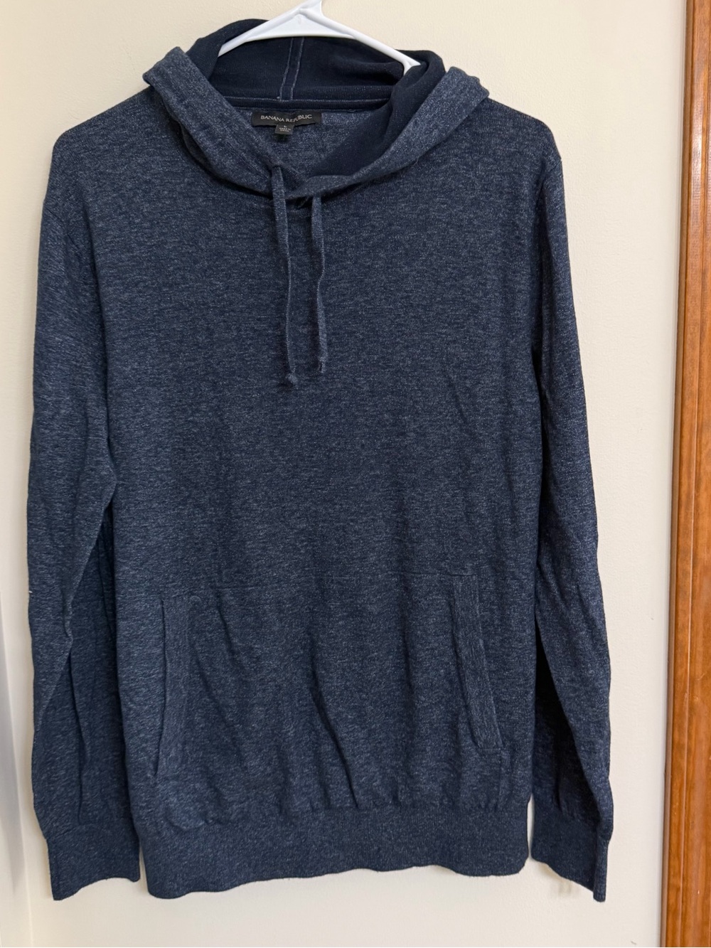 Banana Republic Men's Heather Navy Pullover Hoodie